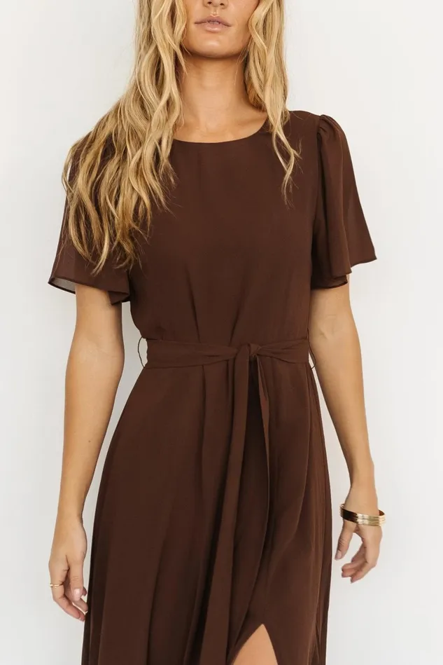 Baltic Born Wedding Guest Women Naomi Short Sleeve Maxi Dress Espresso Baltic Born Wedding Guest Women Naomi Short Sleeve Maxi Dress Espresso