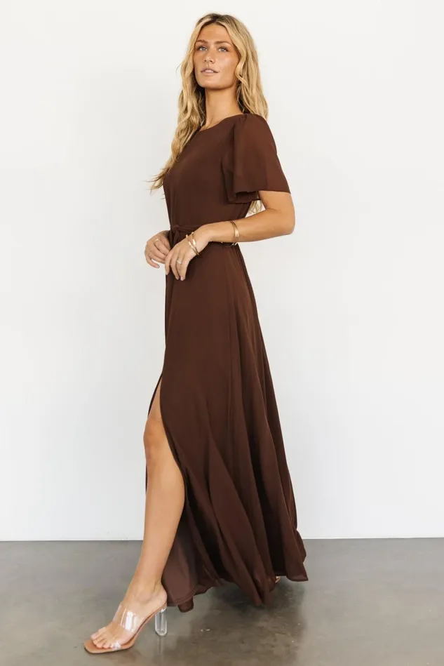 Baltic Born Wedding Guest Women Naomi Short Sleeve Maxi Dress Espresso Baltic Born Wedding Guest Women Naomi Short Sleeve Maxi Dress Espresso