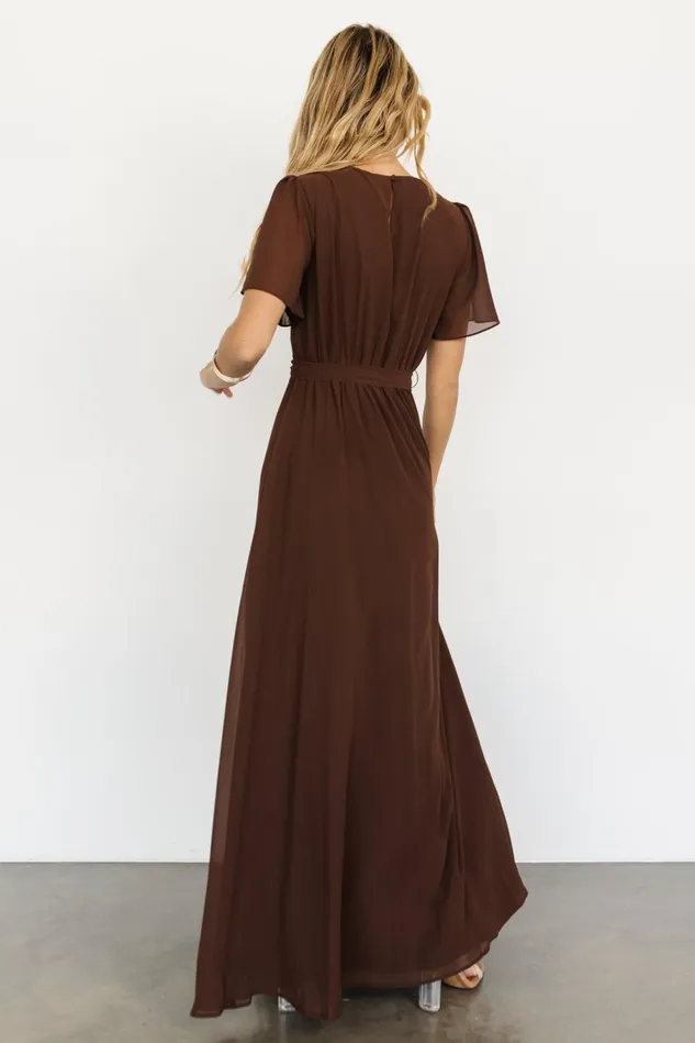 Baltic Born Wedding Guest Women Naomi Short Sleeve Maxi Dress Espresso Baltic Born Wedding Guest Women Naomi Short Sleeve Maxi Dress Espresso