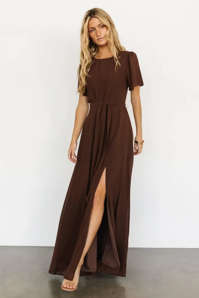 Baltic Born Wedding Guest Women Naomi Short Sleeve Maxi Dress Espresso Baltic Born Wedding Guest Women Naomi Short Sleeve Maxi Dress Espresso