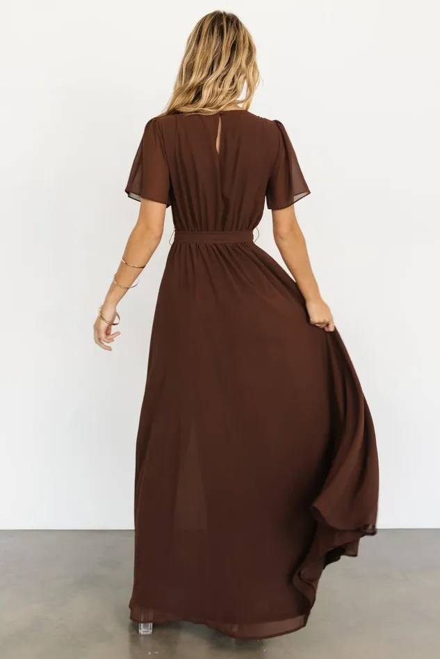 Baltic Born Wedding Guest Women Naomi Short Sleeve Maxi Dress Espresso Baltic Born Wedding Guest Women Naomi Short Sleeve Maxi Dress Espresso