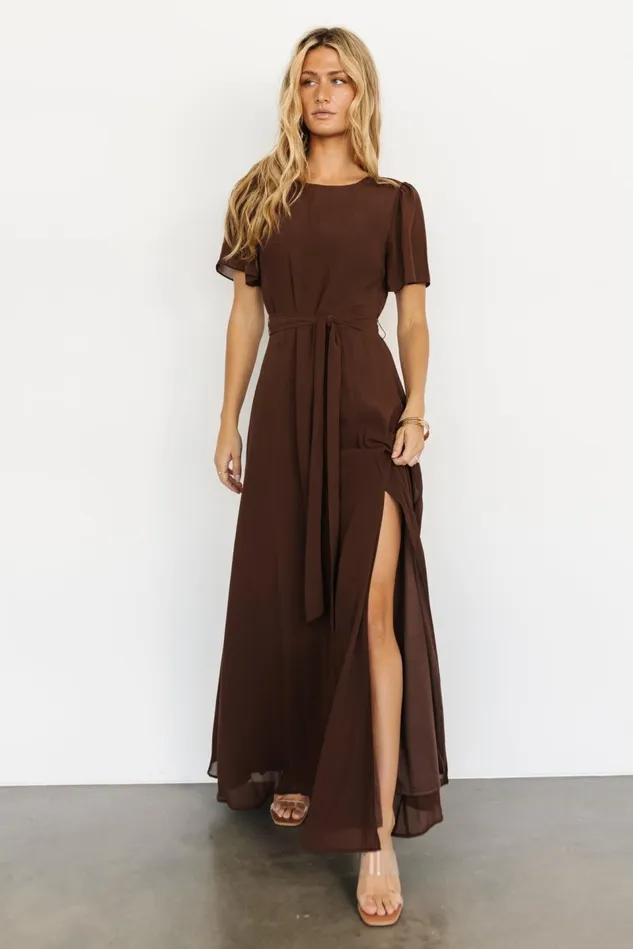Baltic Born Wedding Guest Women Naomi Short Sleeve Maxi Dress Espresso Baltic Born Wedding Guest Women Naomi Short Sleeve Maxi Dress Espresso