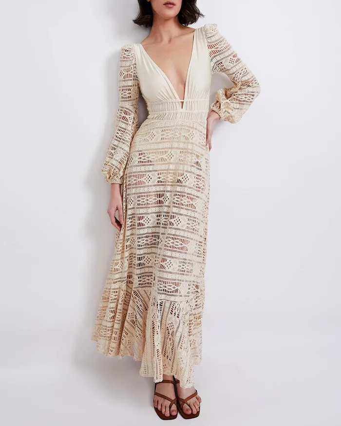 Beach Dresses Women PatBO Crochet Deep VNeck Beach Dress FINAL SALE