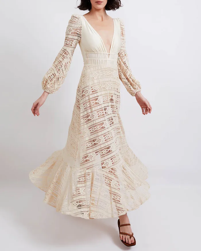Beach Dresses Women PatBO Crochet Deep VNeck Beach Dress FINAL SALE