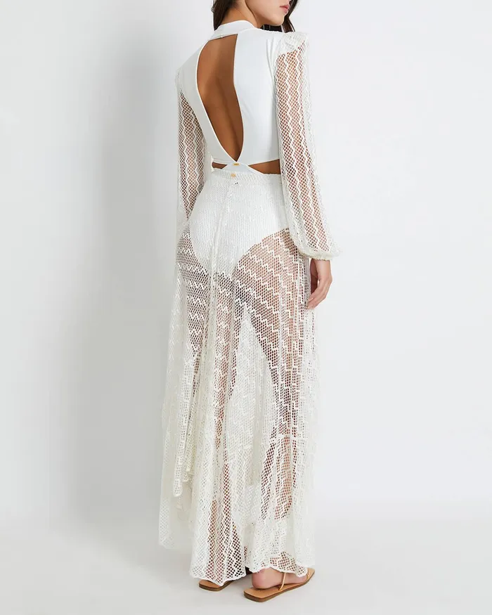Beach Dresses Women PatBO Plunge Netted Beach Dress