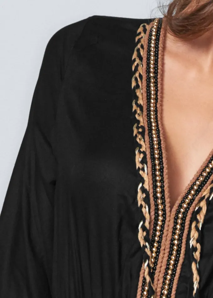 BEADED VNECK MAXI DRESS Black Multi Women VENUS Sundresses
