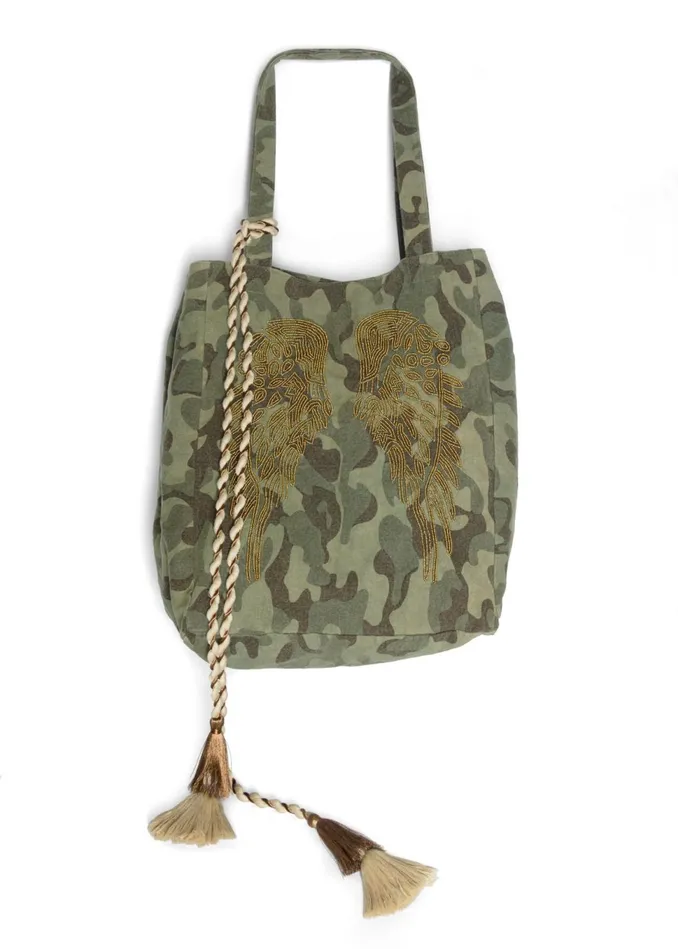 BEADED WINGS TOTE BAG Green Multi Women VENUS Handbags