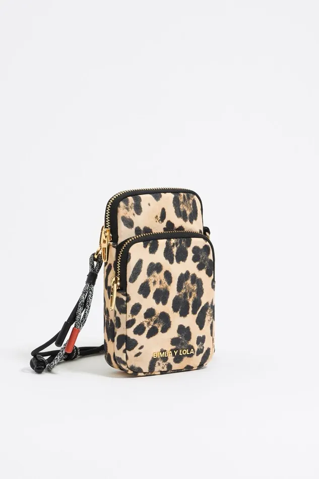 Beige Leopard Nylon Mini Bag Leopard Natural Women Bimba Y Lola Mini Bags