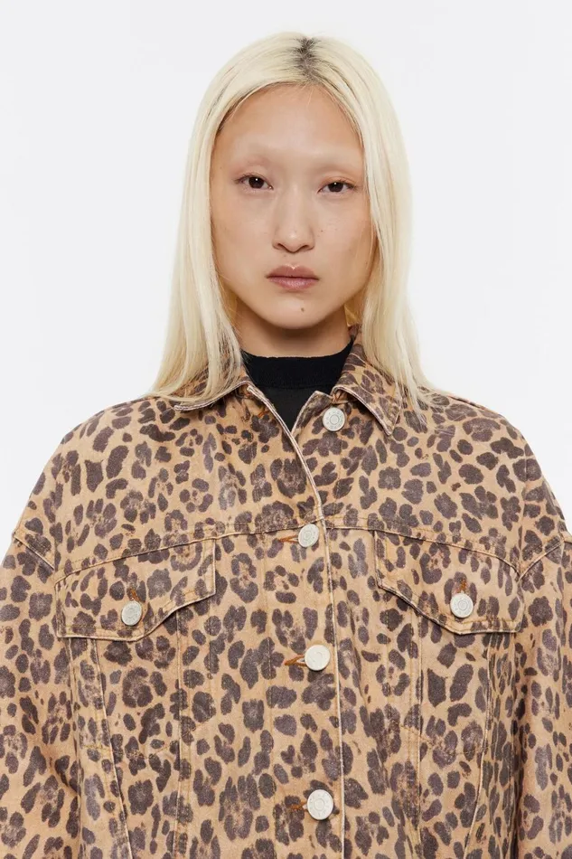 Beige Leopard Oversize Denim Jacket Leopard Natural Women Bimba Y Lola Jackets And Blazers Beige Leopard Oversize Denim Jacket Leopard Natural Women Bimba Y Lola Jackets And Blazers