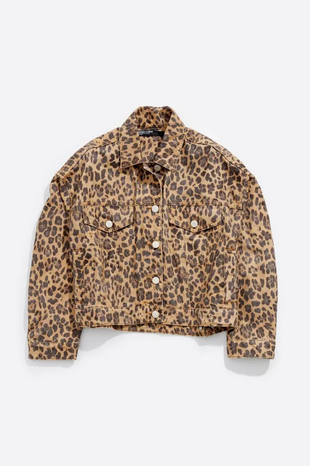 Beige Leopard Oversize Denim Jacket Leopard Natural Women Bimba Y Lola Jackets And Blazers Beige Leopard Oversize Denim Jacket Leopard Natural Women Bimba Y Lola Jackets And Blazers