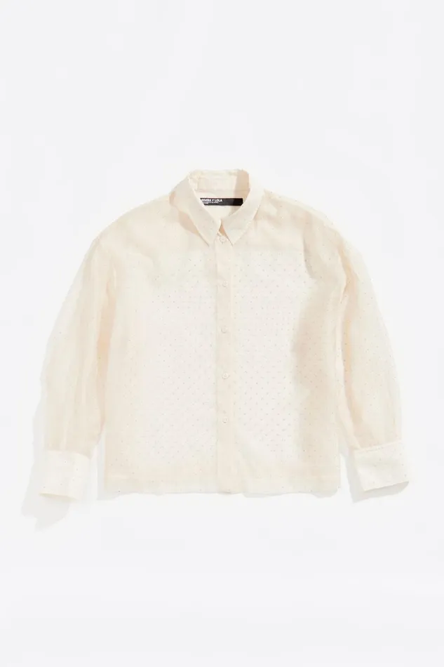 Beige Rhinestones Boxy Shirt Beige Women Bimba Y Lola Shirts Beige Rhinestones Boxy Shirt Beige Women Bimba Y Lola Shirts