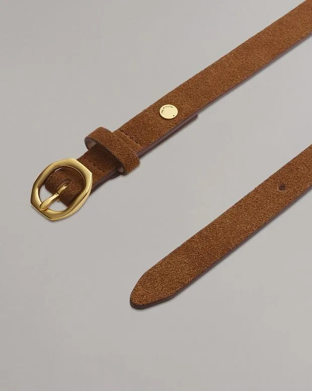 Belts Women Rag and Bone Baby Audrey Suede Belt Brownwood Suede