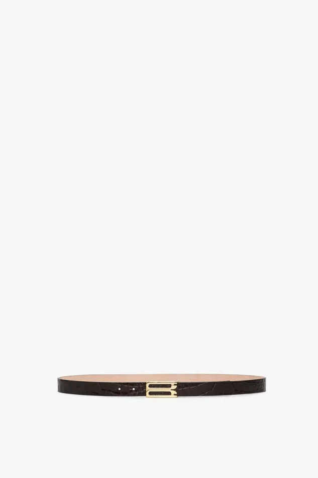 Belts Women Victoria Beckham Frame Belt In Espresso Croc Embossed Calf Leather Belts Women Victoria Beckham Frame Belt In Espresso Croc Embossed Calf Leather