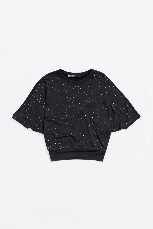 Black Batwing Sleeve Tshirt Washed Black Women Bimba Y Lola TShirts