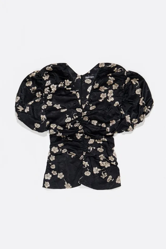 Black Carnation Ruched Mini Dress Carnation Women Bimba Y Lola Shirts Black Carnation Ruched Mini Dress Carnation Women Bimba Y Lola Shirts