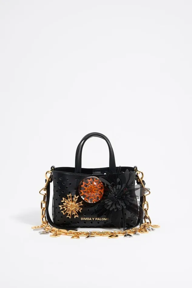 Black Chrysanthemum Charm Black Women Bimba Y Lola Bag Charms Black Chrysanthemum Charm Black Women Bimba Y Lola Bag Charms