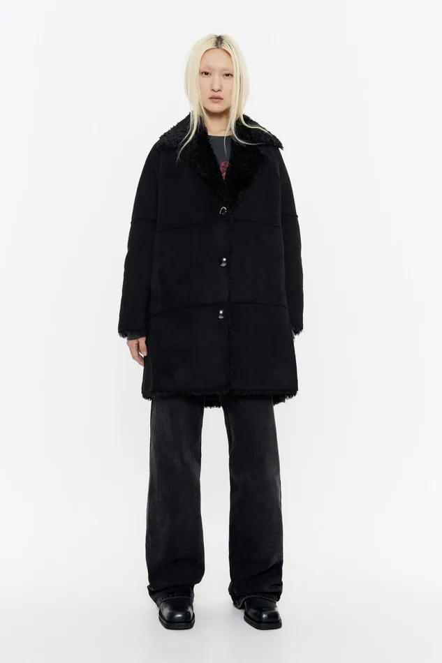 Black Faux Suede Jacket Black Women Bimba Y Lola Coats And Trench Coats