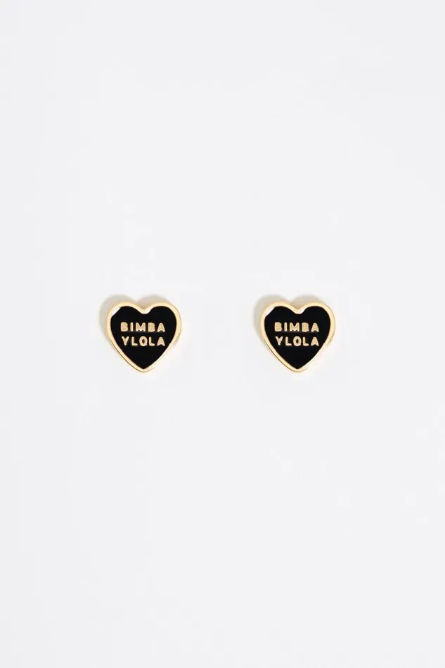 Black Heart Logo Earrings Black Women Bimba Y Lola Earrings