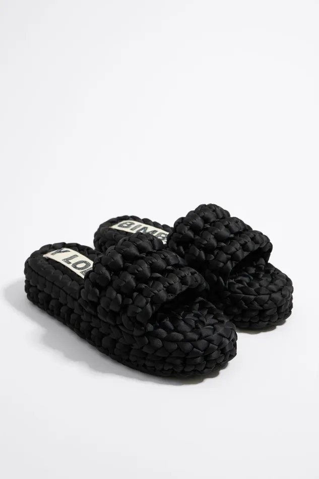 Black Plaited Flat Sandal Black Women Bimba Y Lola Sandals Black Plaited Flat Sandal Black Women Bimba Y Lola Sandals