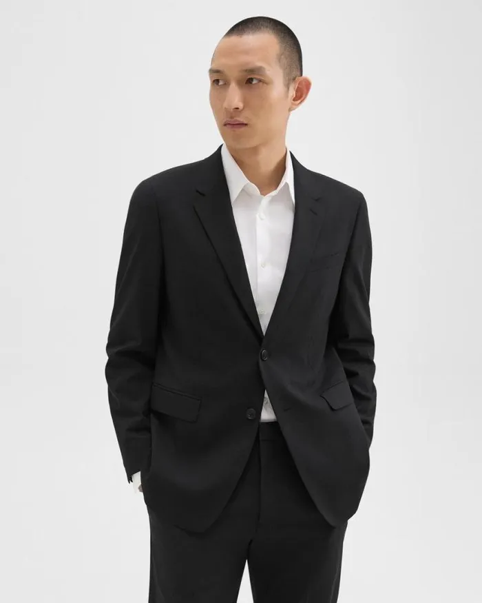 Blazers Jackets Men Theory Chambers Blazer In Stretch Wool Black