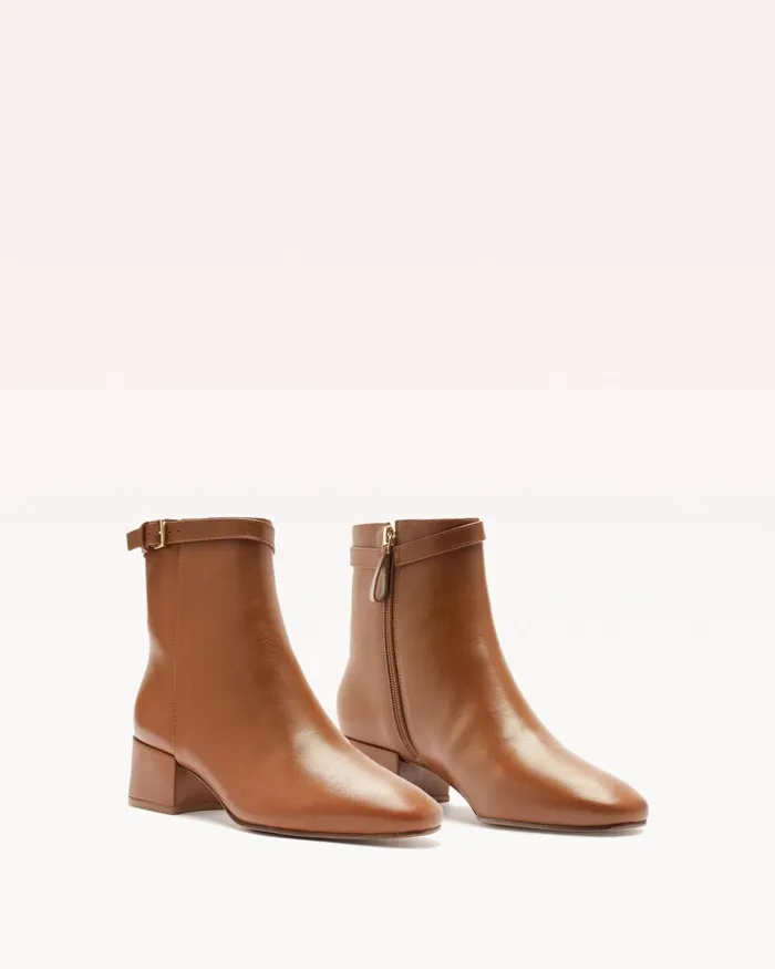 Boots Women Alexandre Birman Candance Leather Bootie 8211 Luxury Leather Boots 8211 Designer Booties Toast