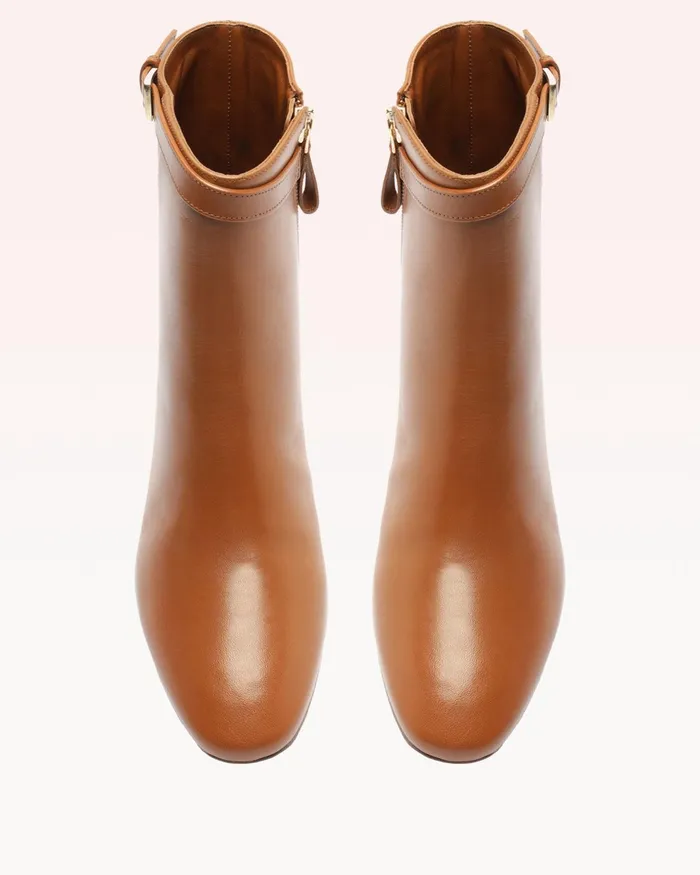 Boots Women Alexandre Birman Candance Leather Bootie 8211 Luxury Leather Boots 8211 Designer Booties Toast