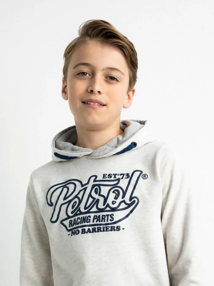 Boys Knits and Sweats Petrol Industries Hoodie With Logo Artwork Antique White Melee