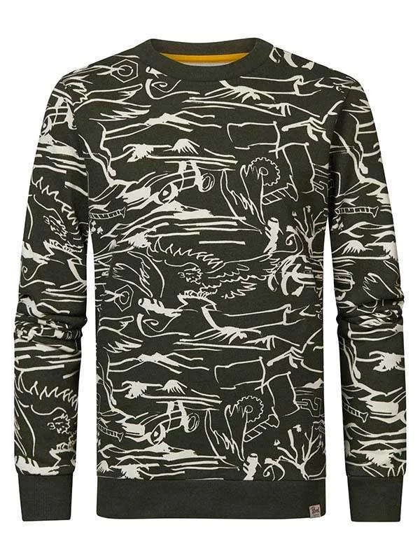 Boys Knits and Sweats Petrol Industries Pullover With AllOver Print Forest Night