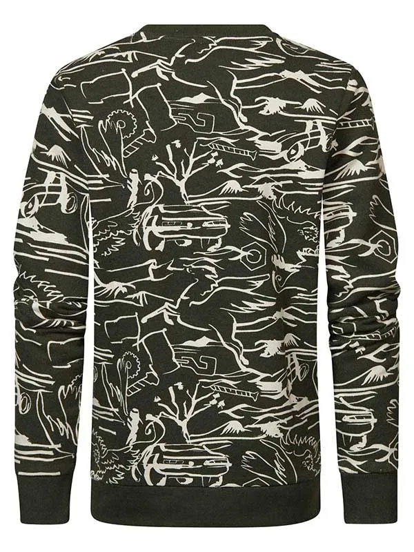 Boys Knits and Sweats Petrol Industries Pullover With AllOver Print Forest Night