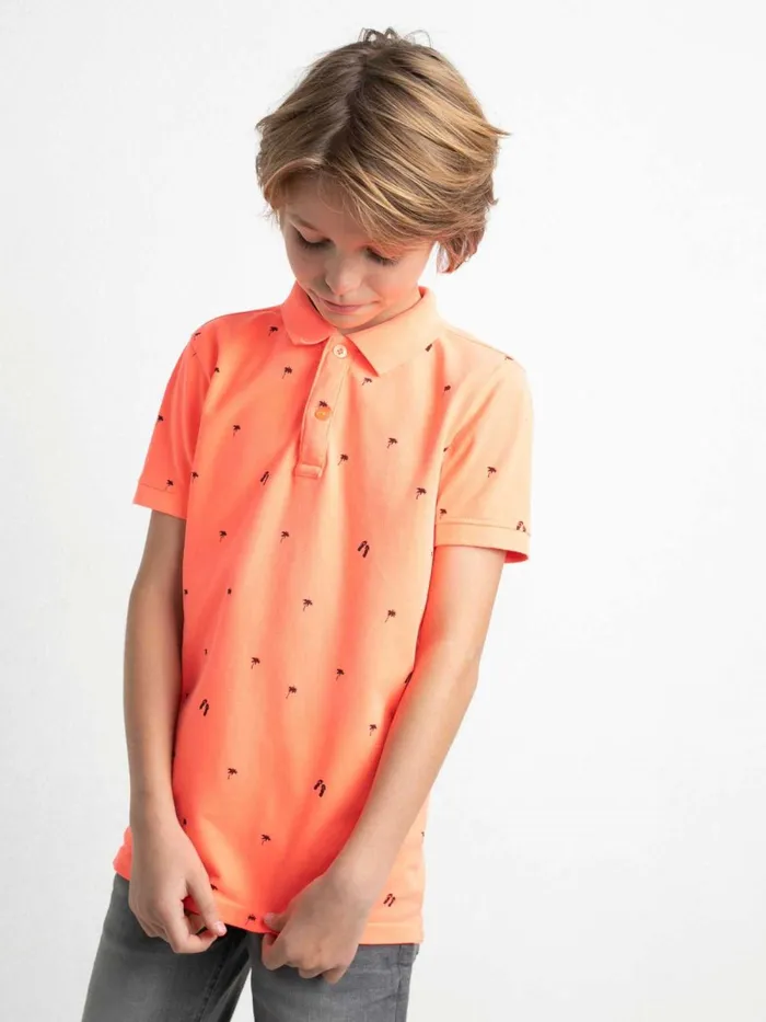 Boys Poloshirts Petrol Industries Palm Tree Polo Shirt Fiery Coral