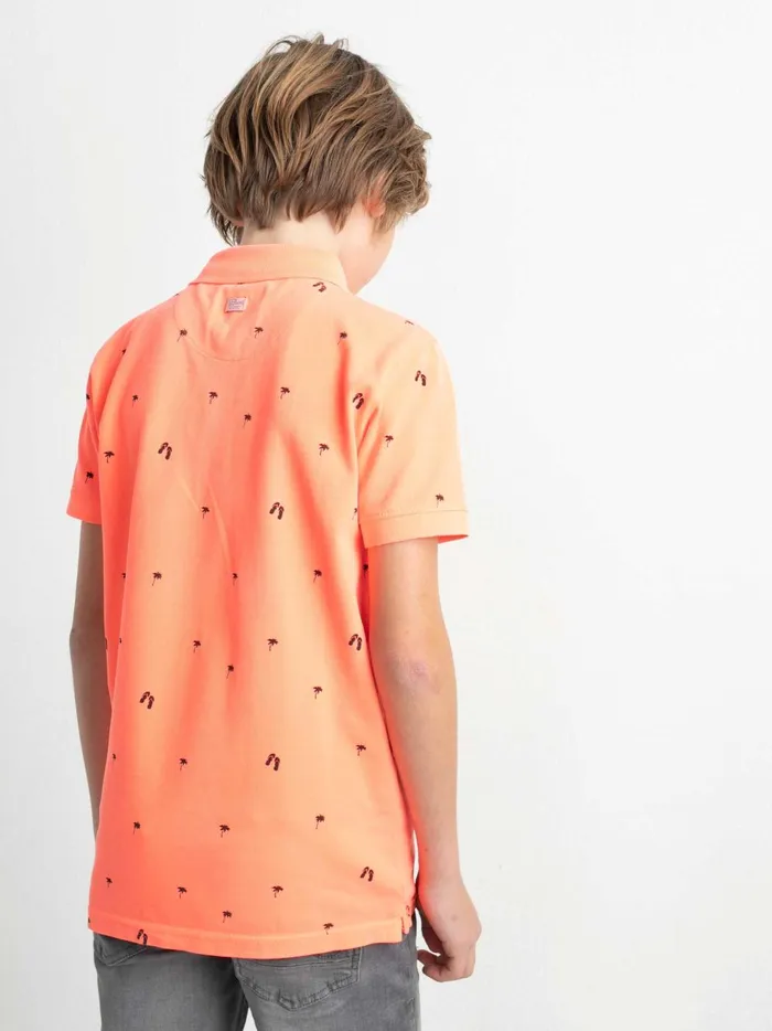 Boys Poloshirts Petrol Industries Palm Tree Polo Shirt Fiery Coral