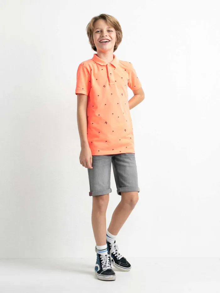 Boys Poloshirts Petrol Industries Palm Tree Polo Shirt Fiery Coral