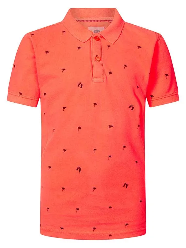 Boys Poloshirts Petrol Industries Palm Tree Polo Shirt Fiery Coral