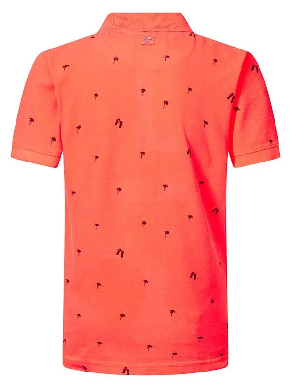 Boys Poloshirts Petrol Industries Palm Tree Polo Shirt Fiery Coral