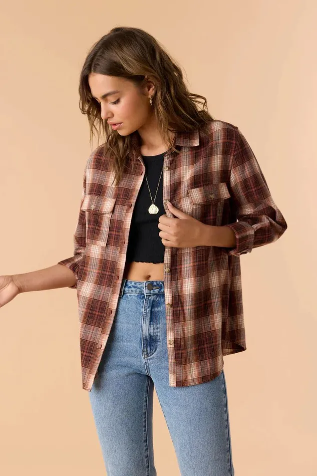 BROOKS FLANNEL OVERSIZED FIT SHIRT Sierra Women O039NEILL Clothing