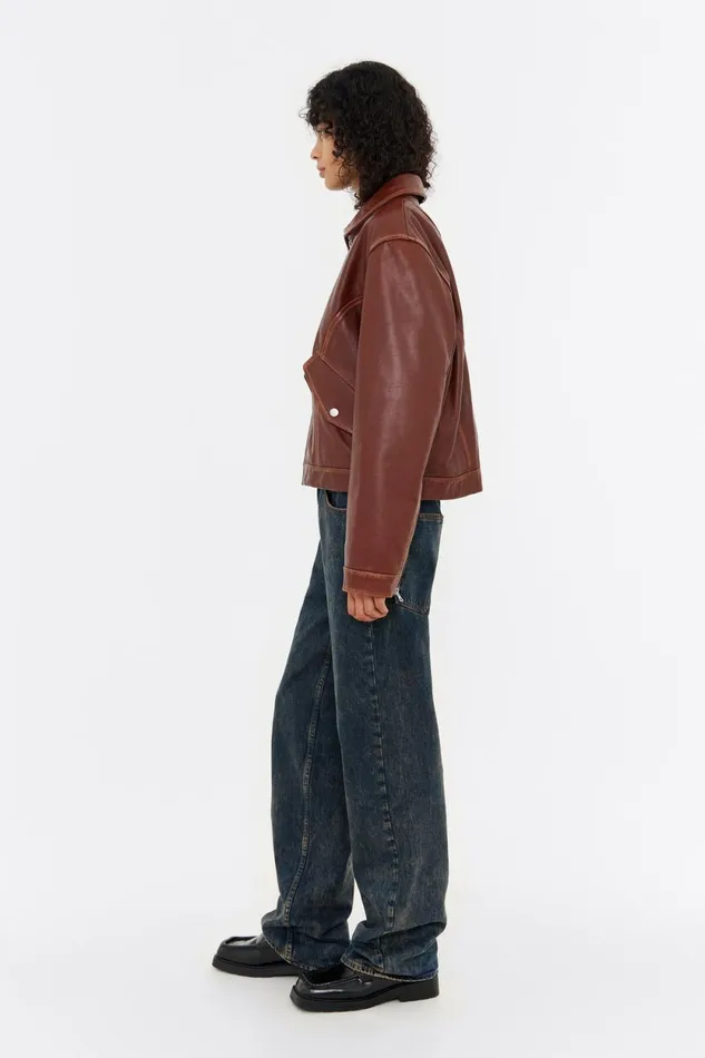 Brown Short Leather Jacket Brown Women Bimba Y Lola Jackets And Blazers Brown Short Leather Jacket Brown Women Bimba Y Lola Jackets And Blazers