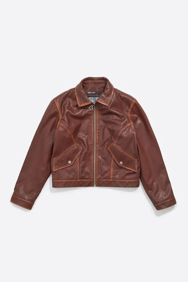 Brown Short Leather Jacket Brown Women Bimba Y Lola Jackets And Blazers Brown Short Leather Jacket Brown Women Bimba Y Lola Jackets And Blazers