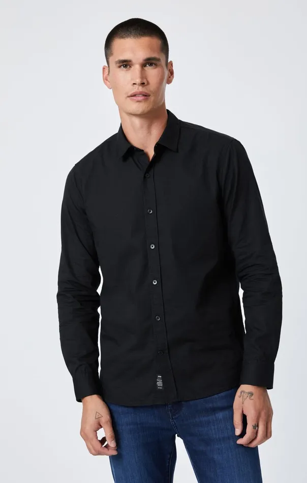 Button UpLong Sleeve Shirt In Black Men Mavi Jeans TShirts