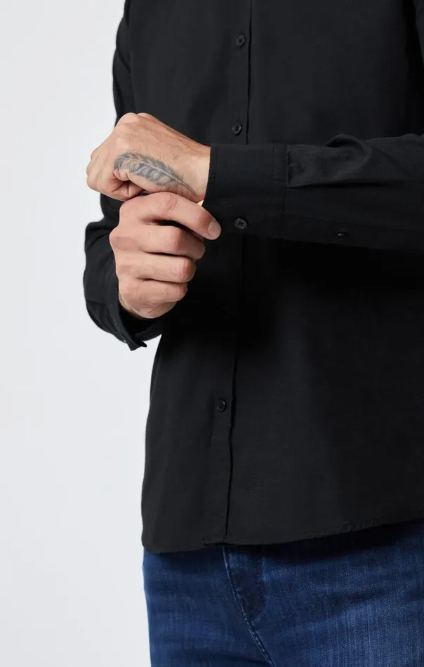 Button UpLong Sleeve Shirt In Black Men Mavi Jeans TShirts