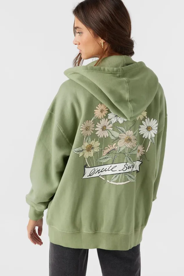 BYRON HOODED OVERSIZED ZIP FLEECE JACKET Oil Green Women O039NEILL Collections
