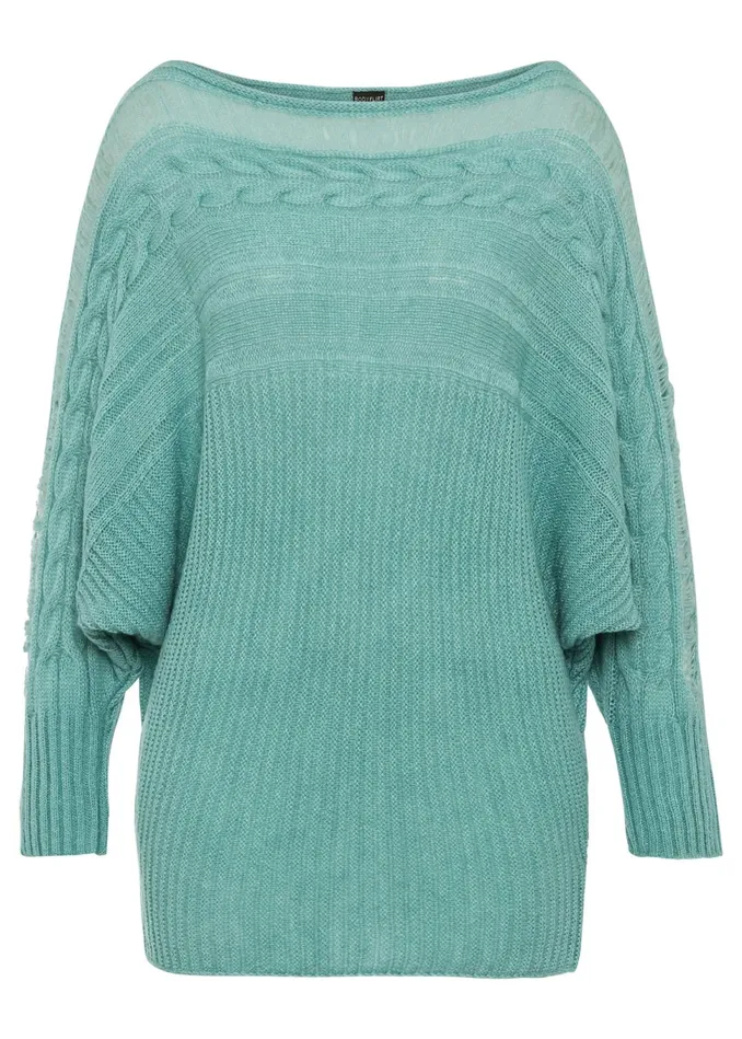 CABLE KNIT SWEATER Turquoise Women VENUS Pullover