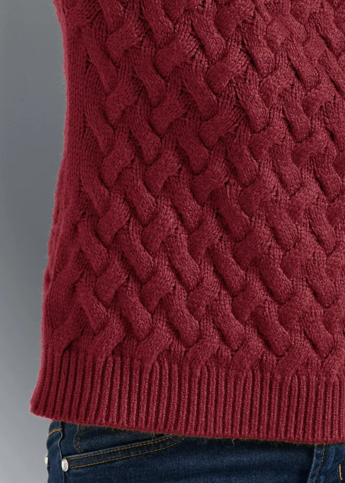 CABLE KNIT TURTLENECK Red Women VENUS Pullover