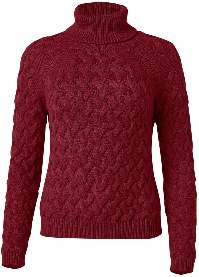 CABLE KNIT TURTLENECK Red Women VENUS Pullover