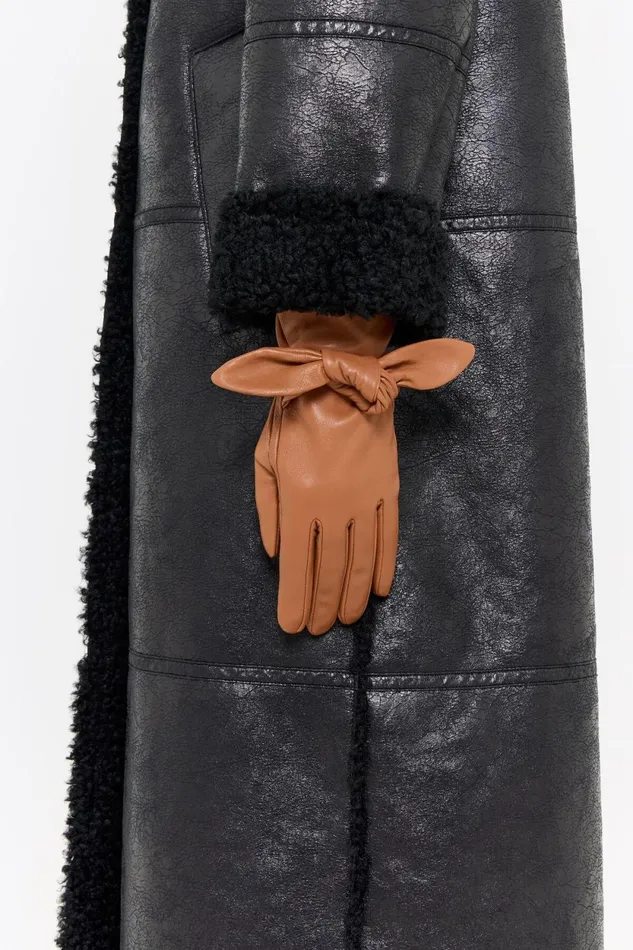 Camel Leather Bow Gloves Camel Women Bimba Y Lola Gloves Camel Leather Bow Gloves Camel Women Bimba Y Lola Gloves