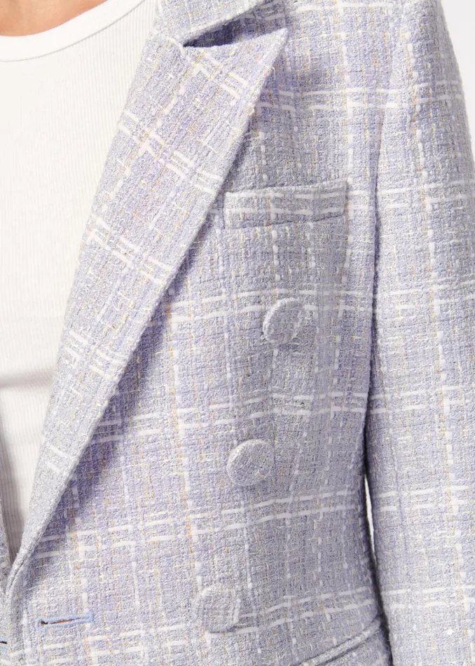CAMI NYC Jackets and Blazers Women Bruna Tweed Blazer WhiteDelphinium