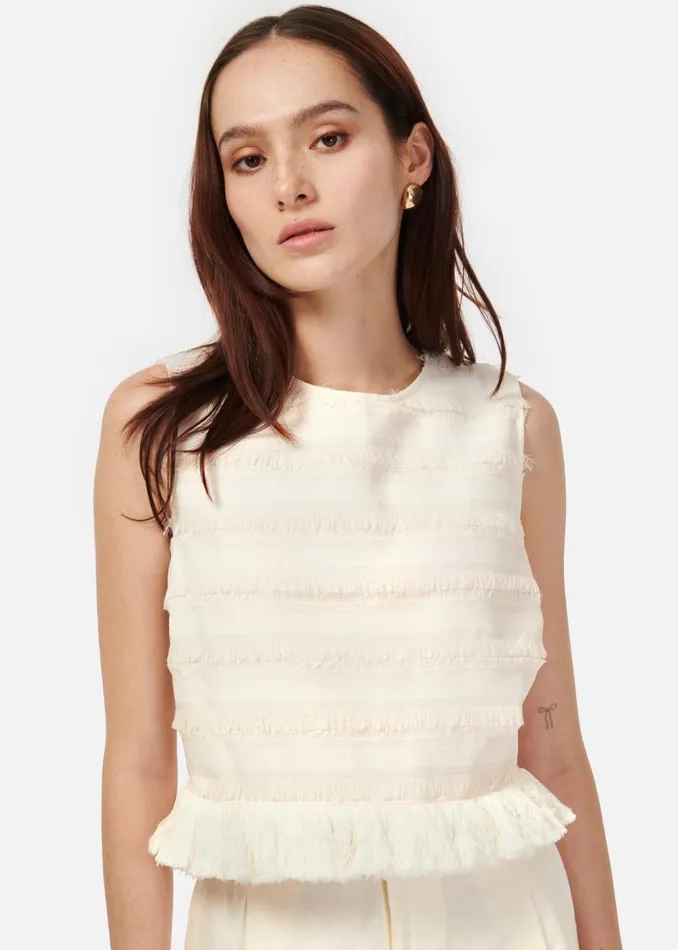 CAMI NYC Tops and Sweaters Women Fabiana Fringe Cropped Top Ceramic