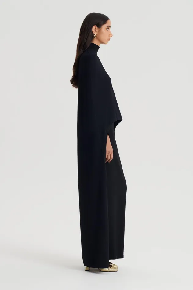 Capes Women Scanlan Theodore CREPE KNIT SOFT CAPE Black Capes Women Scanlan Theodore CREPE KNIT SOFT CAPE Black