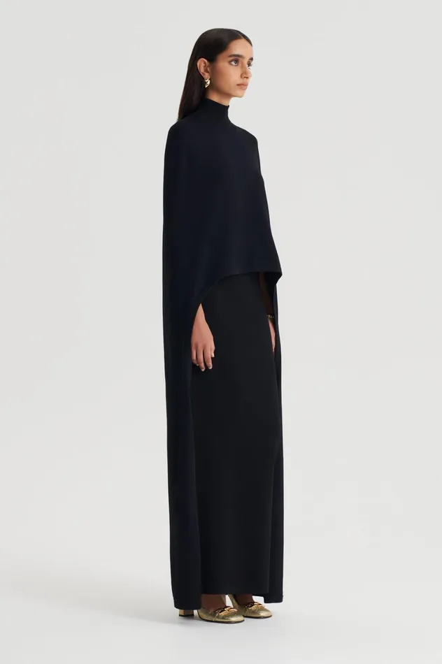 Capes Women Scanlan Theodore CREPE KNIT SOFT CAPE Black Capes Women Scanlan Theodore CREPE KNIT SOFT CAPE Black