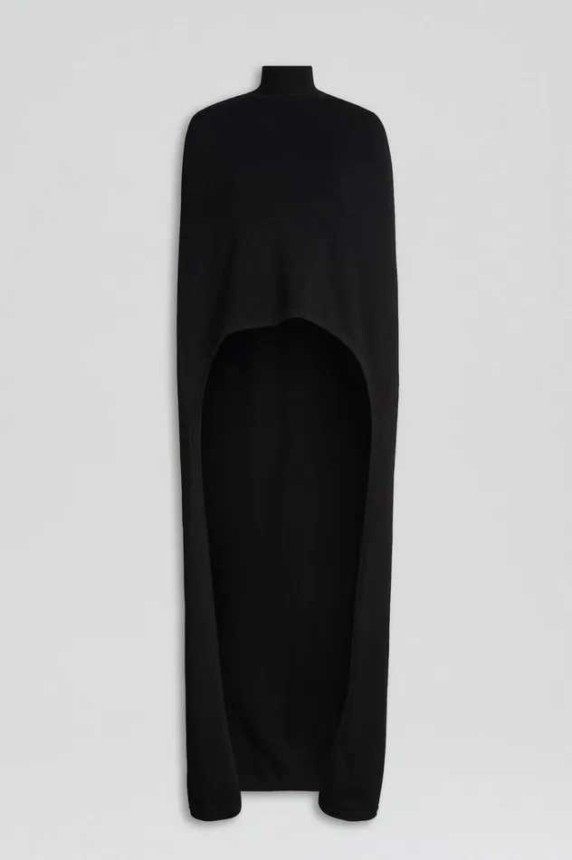 Capes Women Scanlan Theodore CREPE KNIT SOFT CAPE Black Capes Women Scanlan Theodore CREPE KNIT SOFT CAPE Black