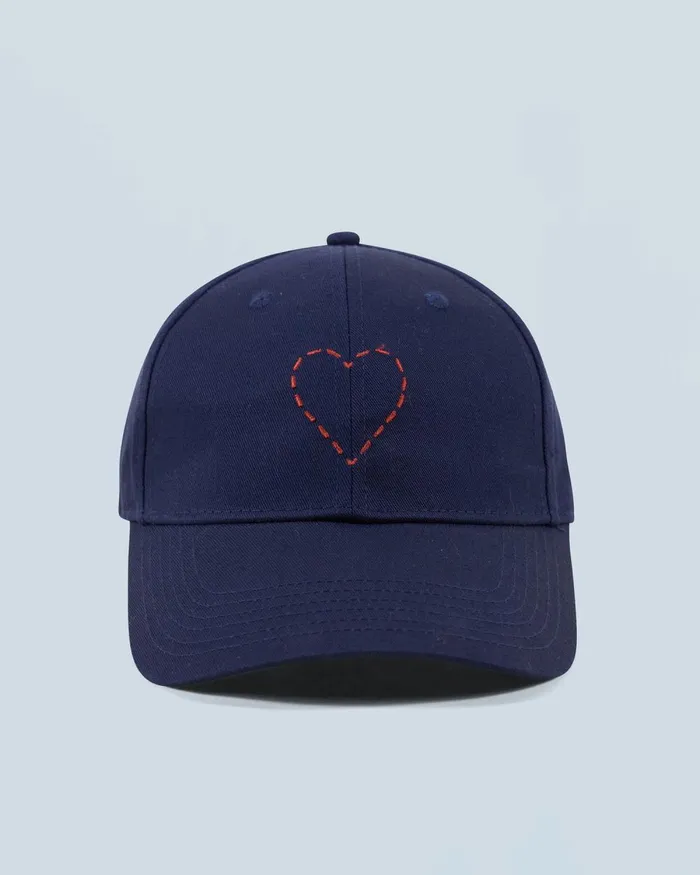 Caps From Future Embroidered Heart Curved Visor Cap Navy